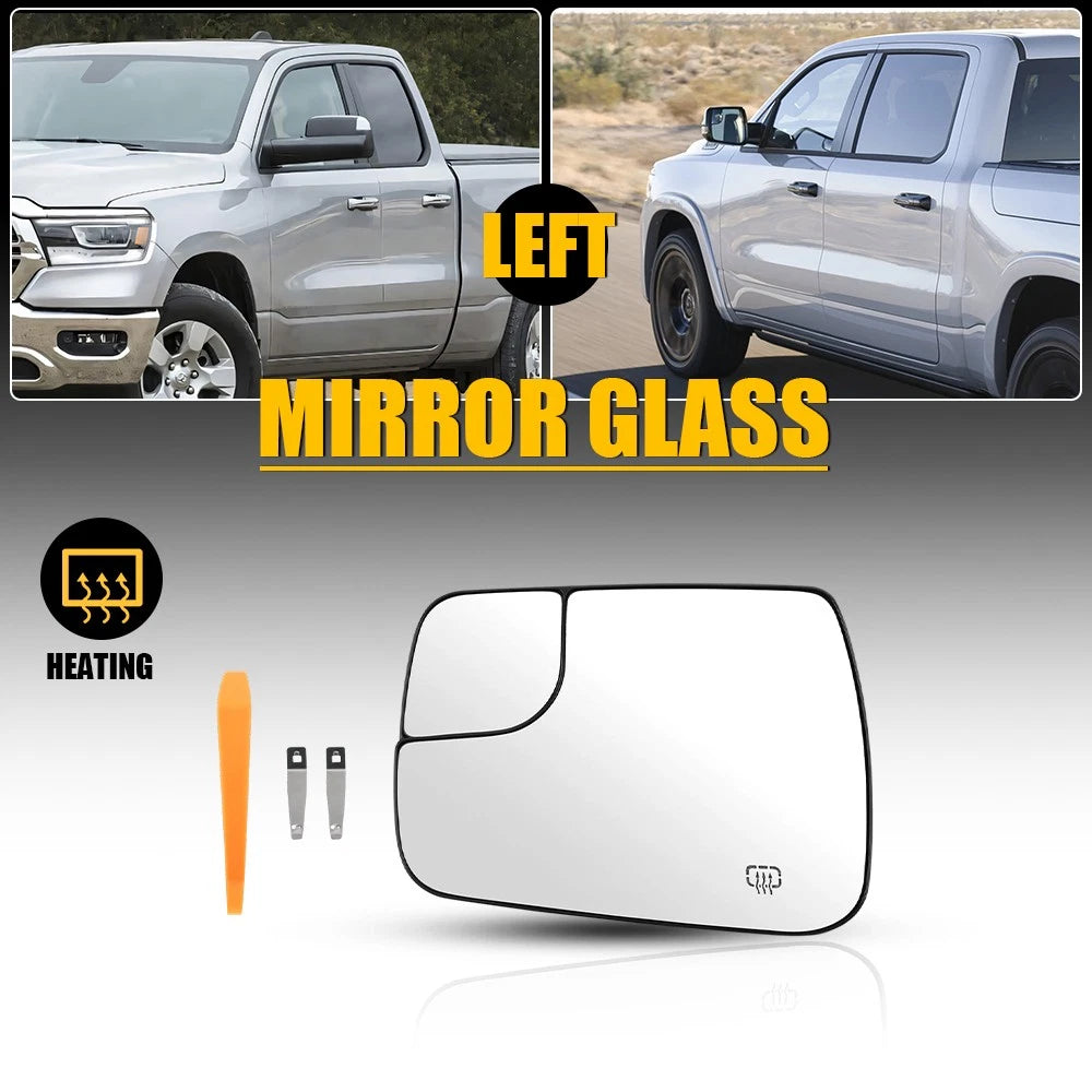 Left Power Heated Mirror Glass for Dodge Ram 1500 (2019–2025)