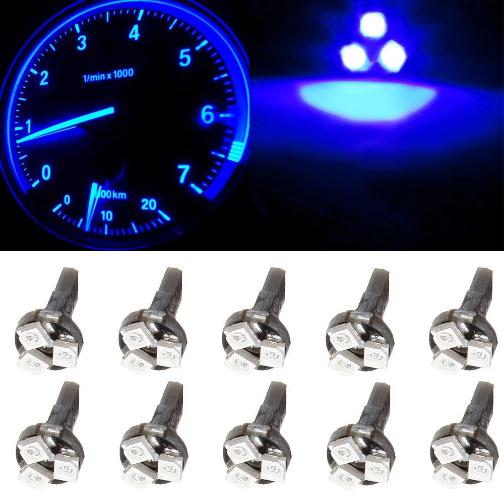 10X T5 3-SMD LED Bulbs for Dashboard Gauge Side Door Light (74, 2721)