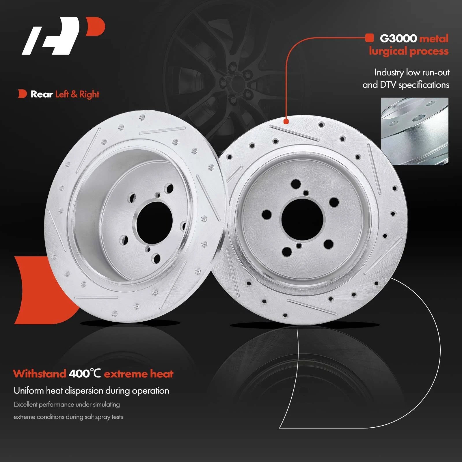 Rear Drilled Brake Rotors & Ceramic Pads for Subaru Outback (2005–2009)