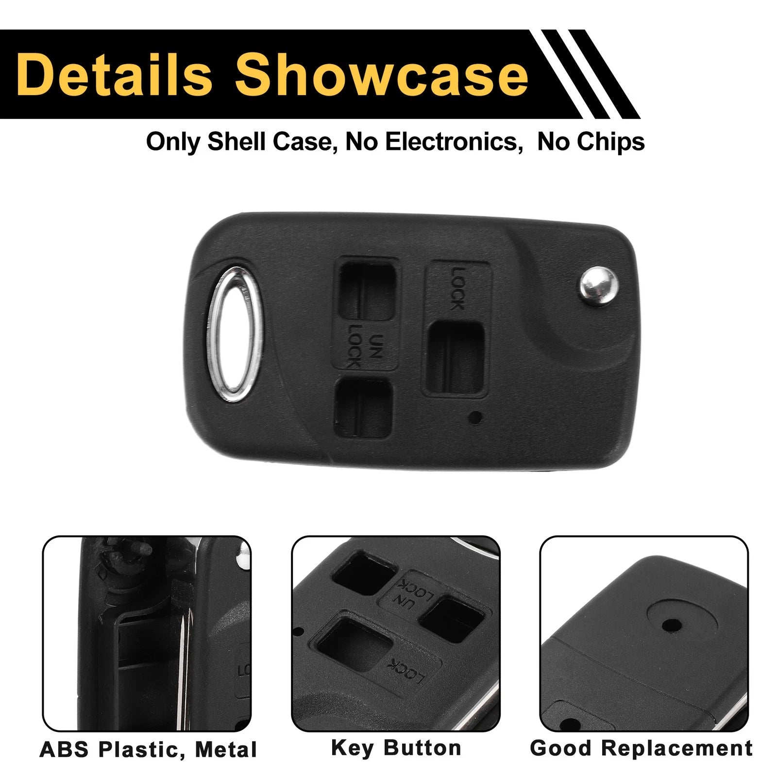 3 Button Key Fob Shell Case for Lexus RX300 (2003) - Black
