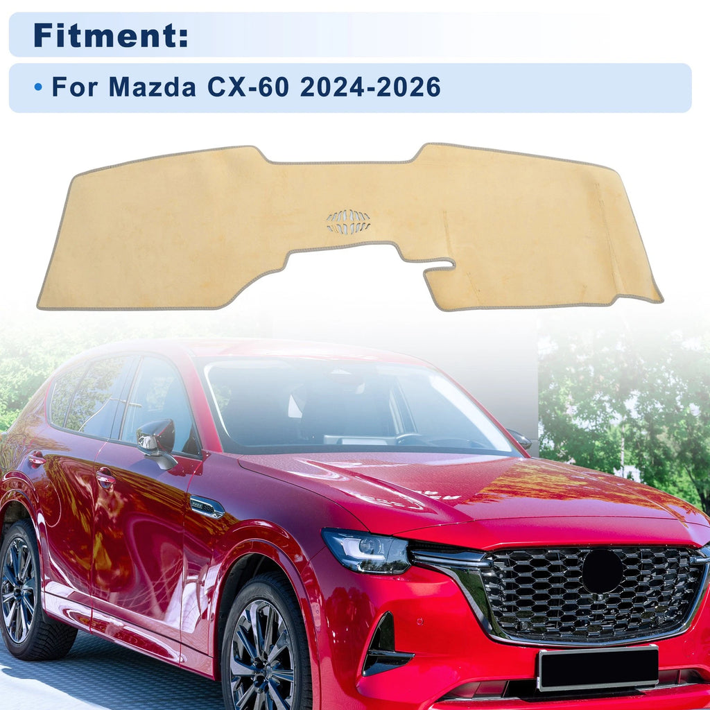 Dash Cover for Mazda CX-60 (2024–2026) Without HUD, Flannel Beige, Set of 1