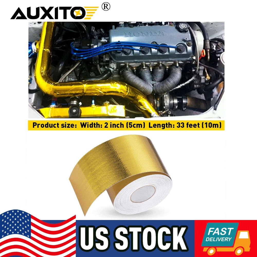 2" x 33FT Gold Heat Reflective Tape Wrap for Automotive Use