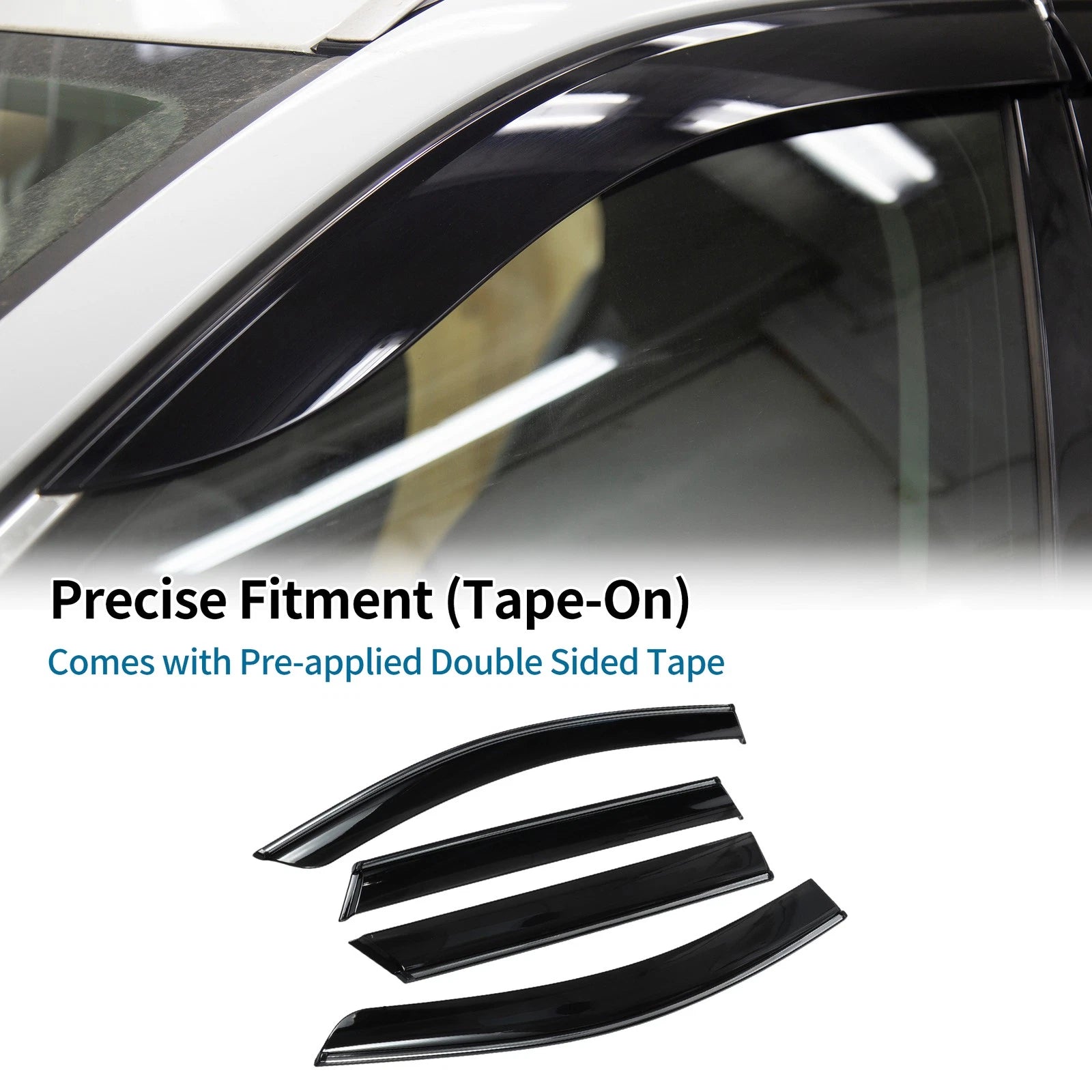 Set of 4 Window Deflectors for Toyota bZ4X (2023) - Black Vent Visors