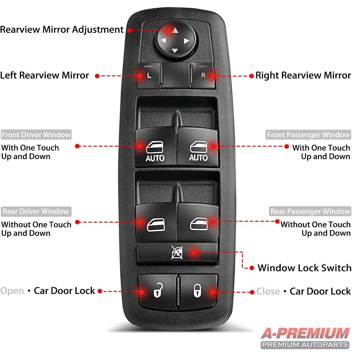 Power Window Switch for Ram 1500 2500, Jeep Cherokee (2006)