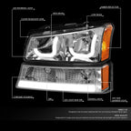 Pair of J-Halo LED DRL Chrome/Amber Headlight Bumper Lamps for Chevy Silverado (2003–2007)