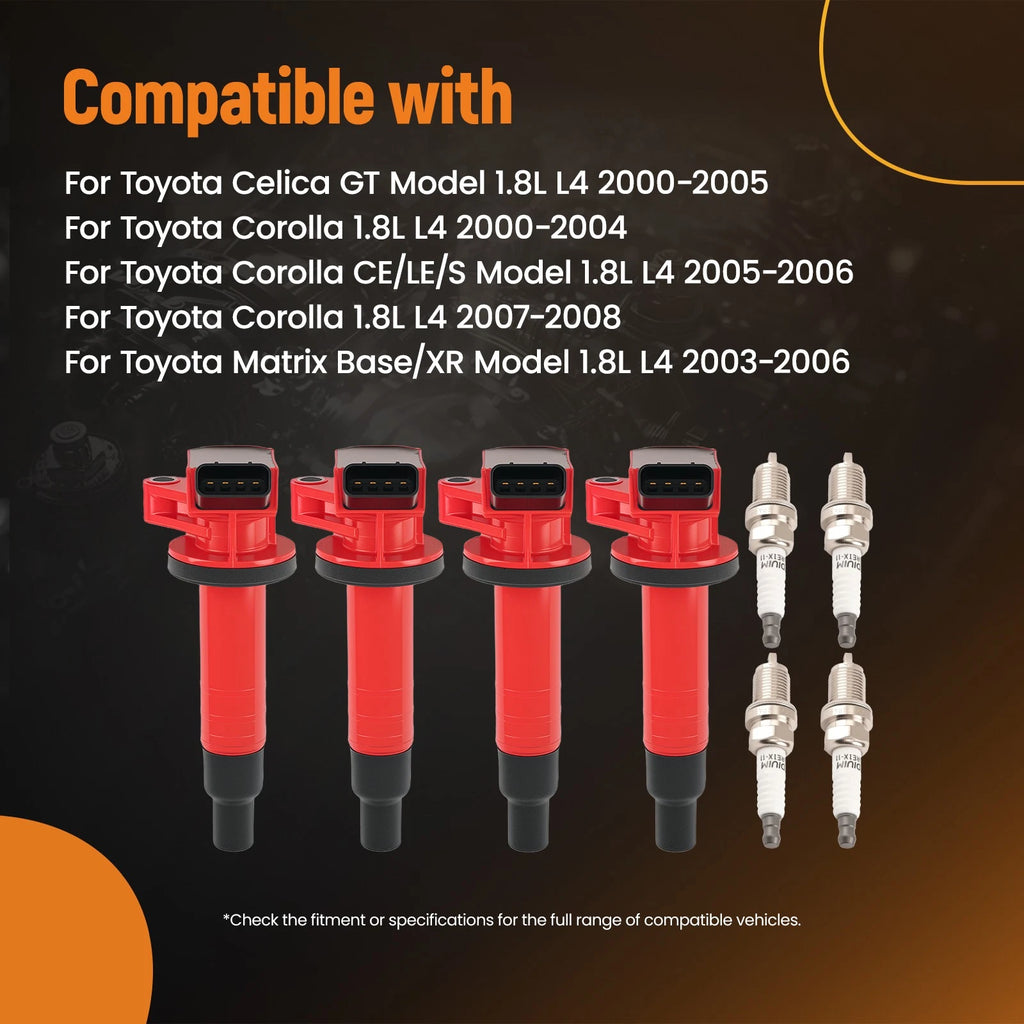 Ignition Coil & Iridium Spark Plug Kit for Toyota Matrix/Vibe (2003–2008)