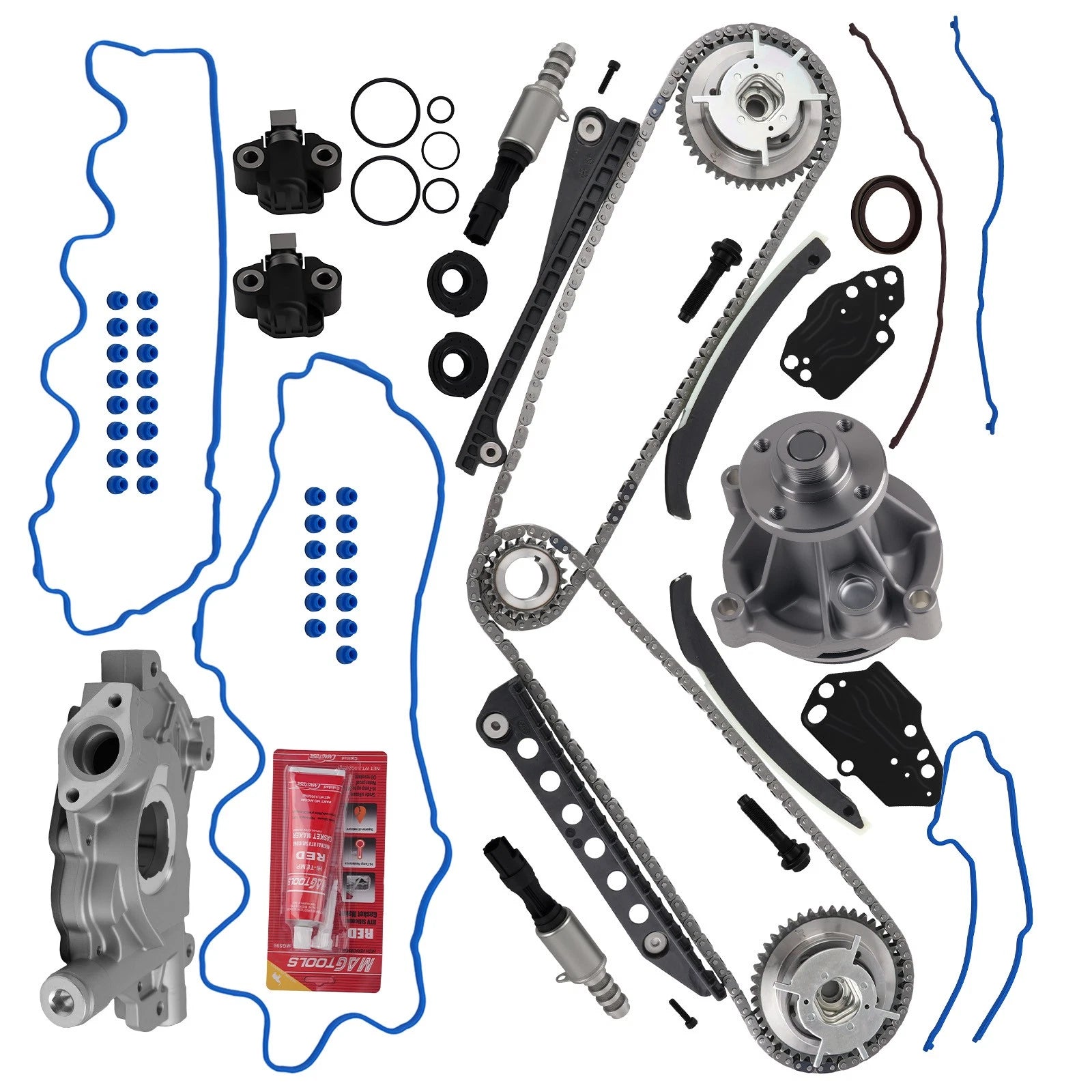 Timing Chain Kit with Oil Water Pump Cover Gasket for Ford Lincoln 5.4L (2004–2008)