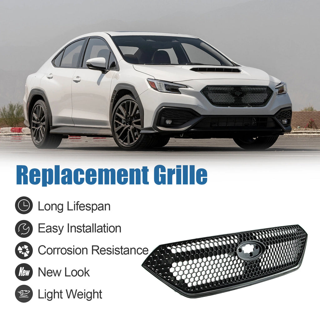 Honeycomb Front Bumper Upper Grille for Subaru WRX (2022–2025) Gloss Black