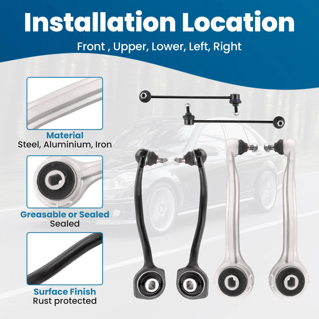 Set of 6 Front Upper Lower Control Arms for Mercedes Benz CLK500 (2003–2009)