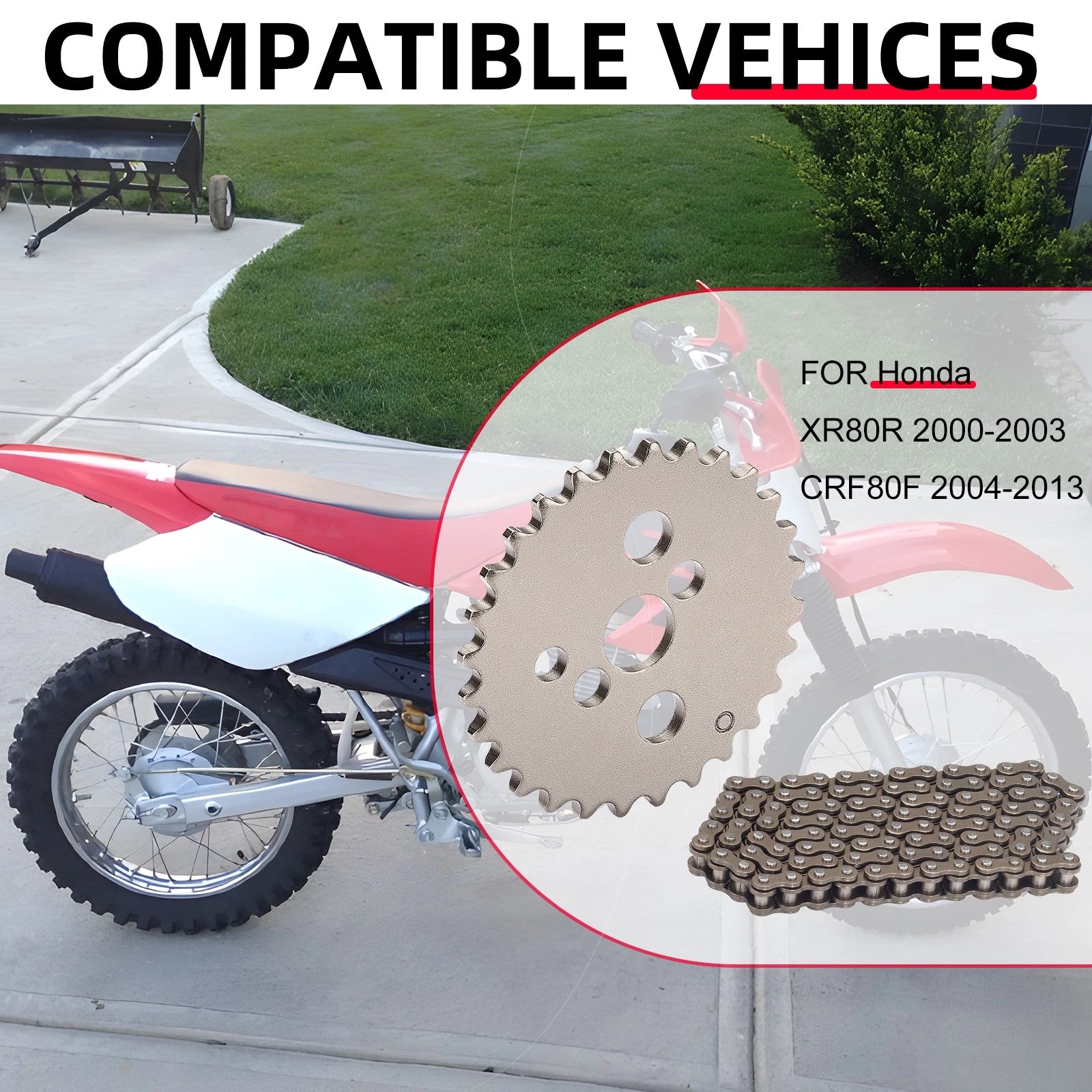 Cam Timing Chain & Sprocket for Honda XR80R CRF80F (2000–2009) 14321-GN1-A40 14401-943-013