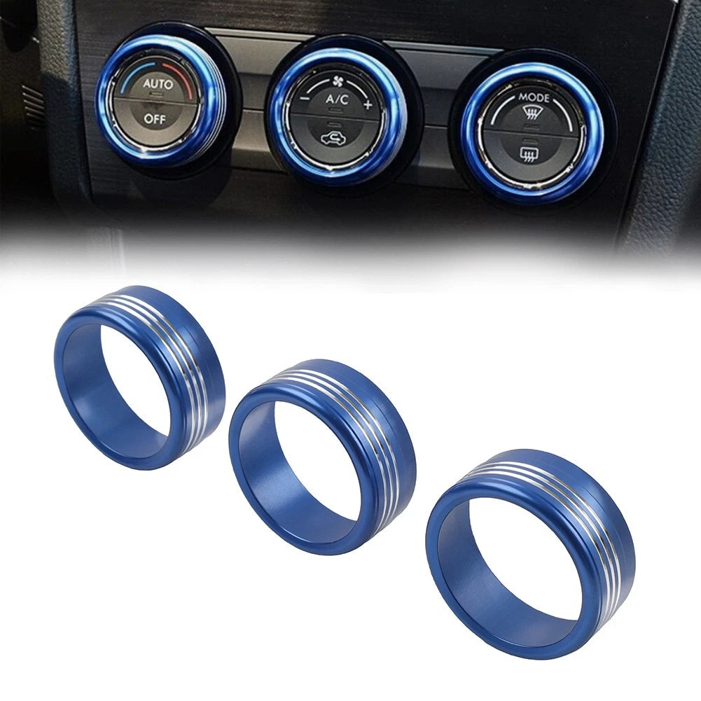 Set of 4 AC Climate Control Knob Ring Covers for Subaru Forester XV Crosstrek WRX (2013–2021) Blue