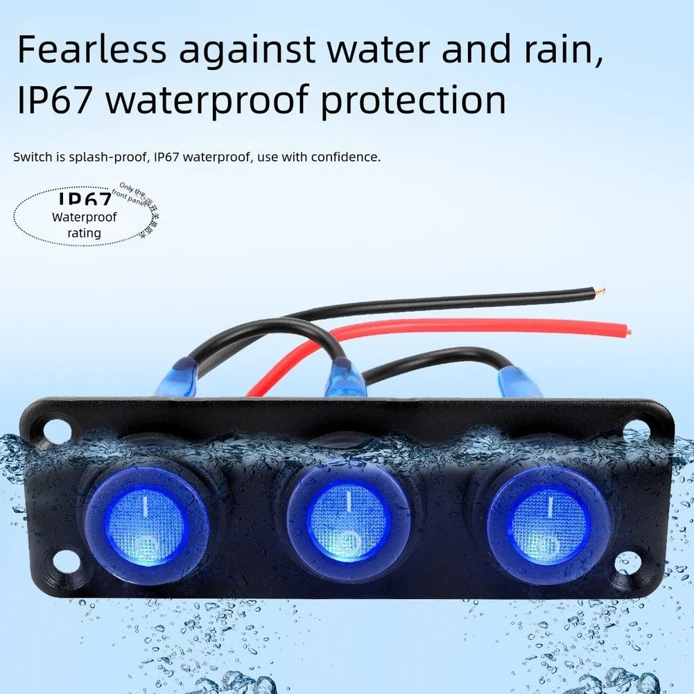 6 Gang LED Switch Panel for RV Boat Car (12V, IP67 Waterproof)