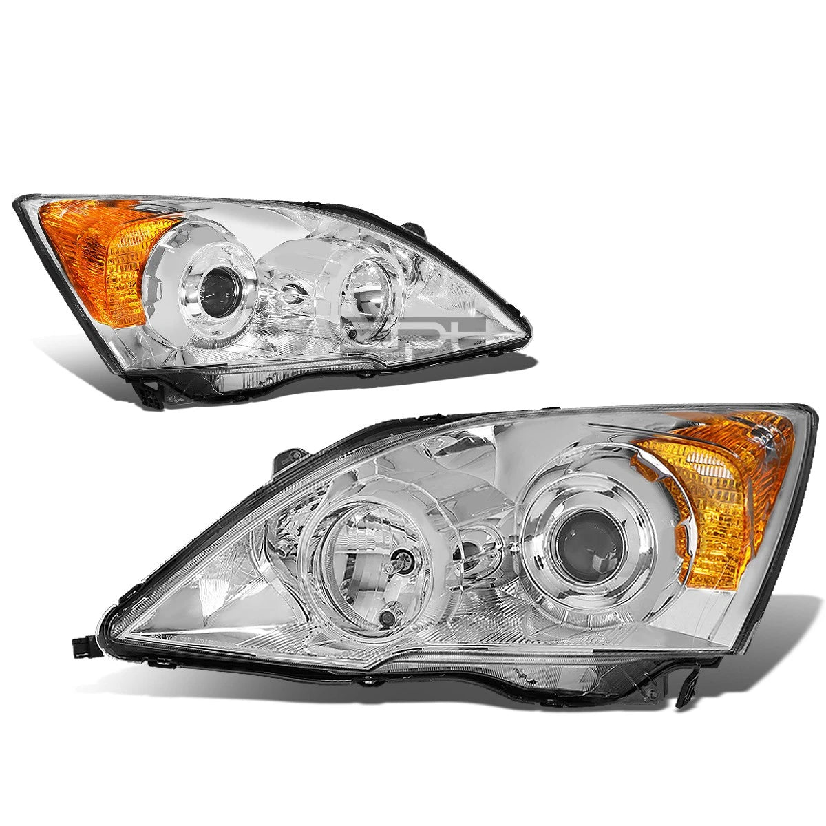 Chrome Housing Amber Corner Projector Headlight Set for Honda CR-V (2007–2011)