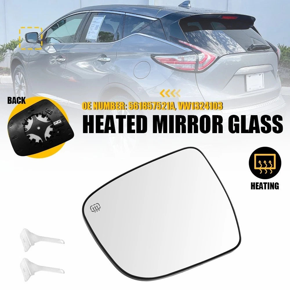 Left Heated Mirror Glass for Nissan Rogue (2014–2020), Murano (2015–2023), Pathfinder (2017–2020)