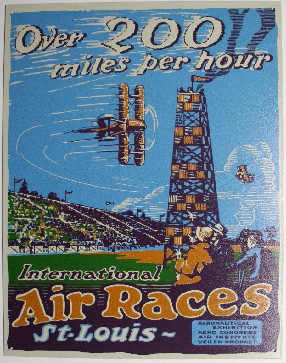 Vintage Replica Tin Sign - Airplane Race 200 MPH - St. Louis Air Show 2056