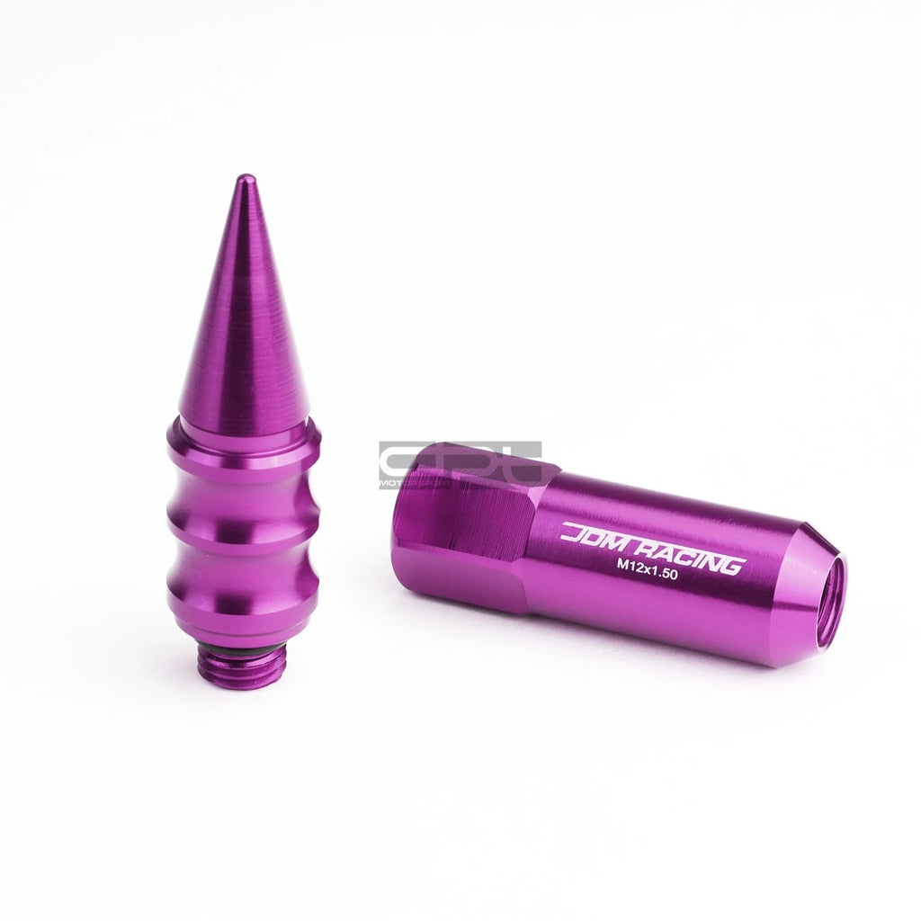 20 PCS M12X1.5 107MM Tall Purple Aluminum Spike Cap Lug Nuts + Adapter