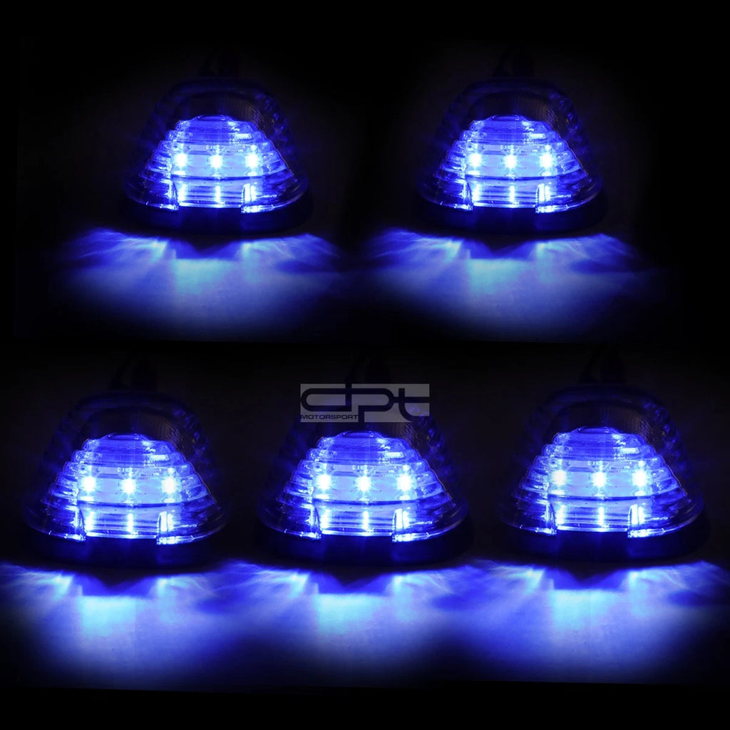 5Pcs Chrome Blue LED Cab Roof Running Lights for Ford Super Duty (1999–2016)