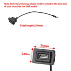 USB Male to Female Extension Cable Adapter for Toyota Dashboard