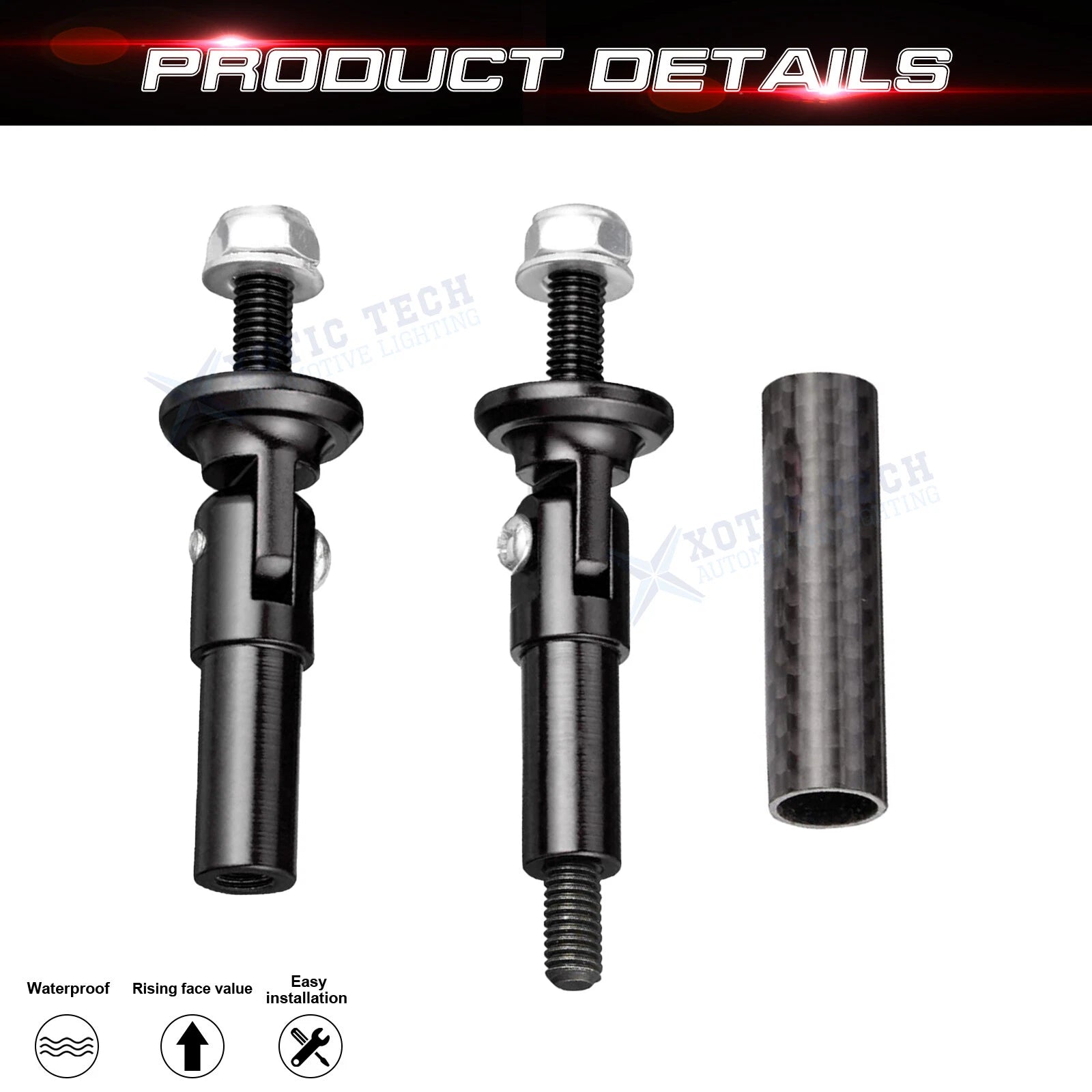 Universal Front Bumper Lip Fasteners Lever Splitter Support Rod for Black (2011-2018)