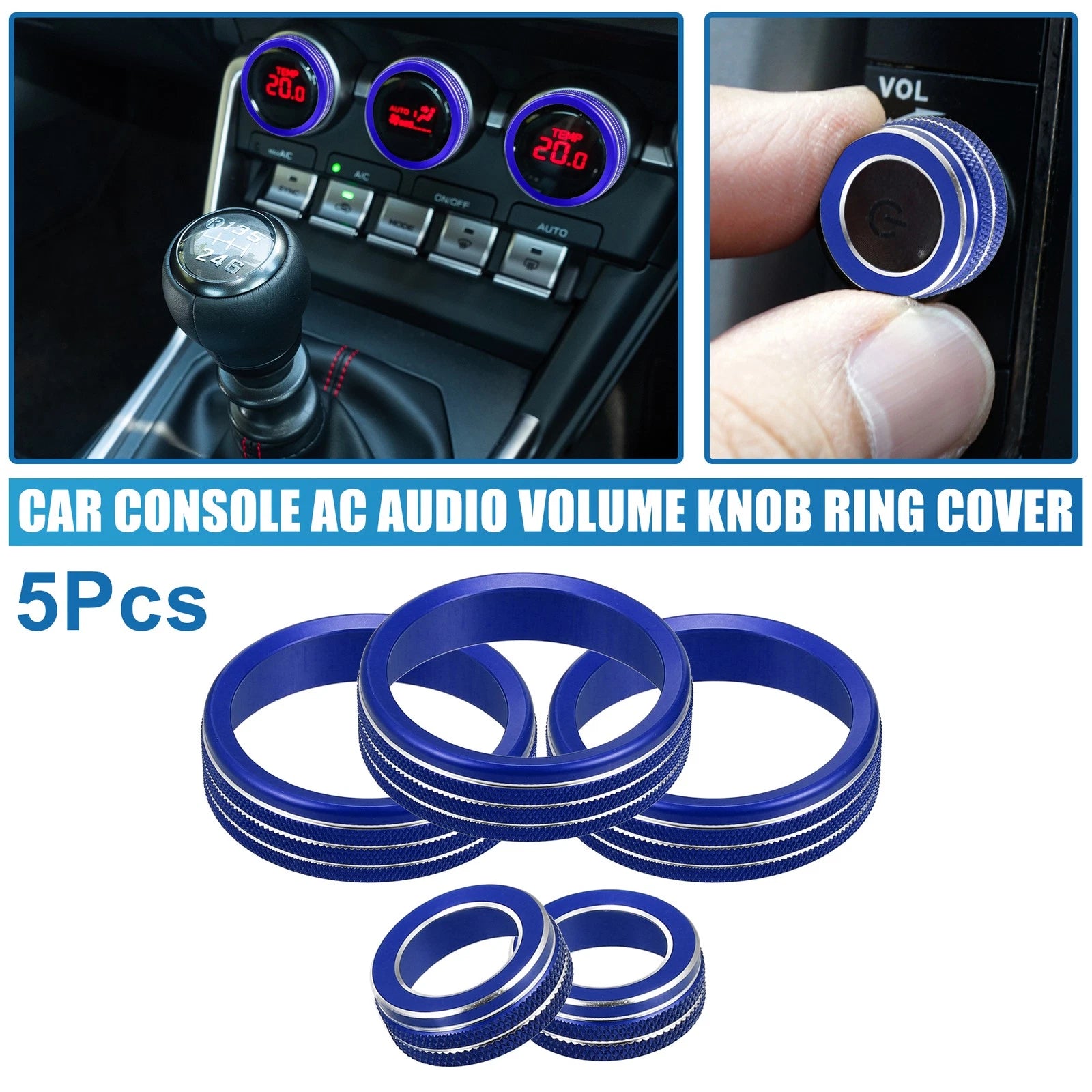 Set of 5 AC Audio Volume Knob Covers for Subaru BRZ, GR86 (2022) Blue