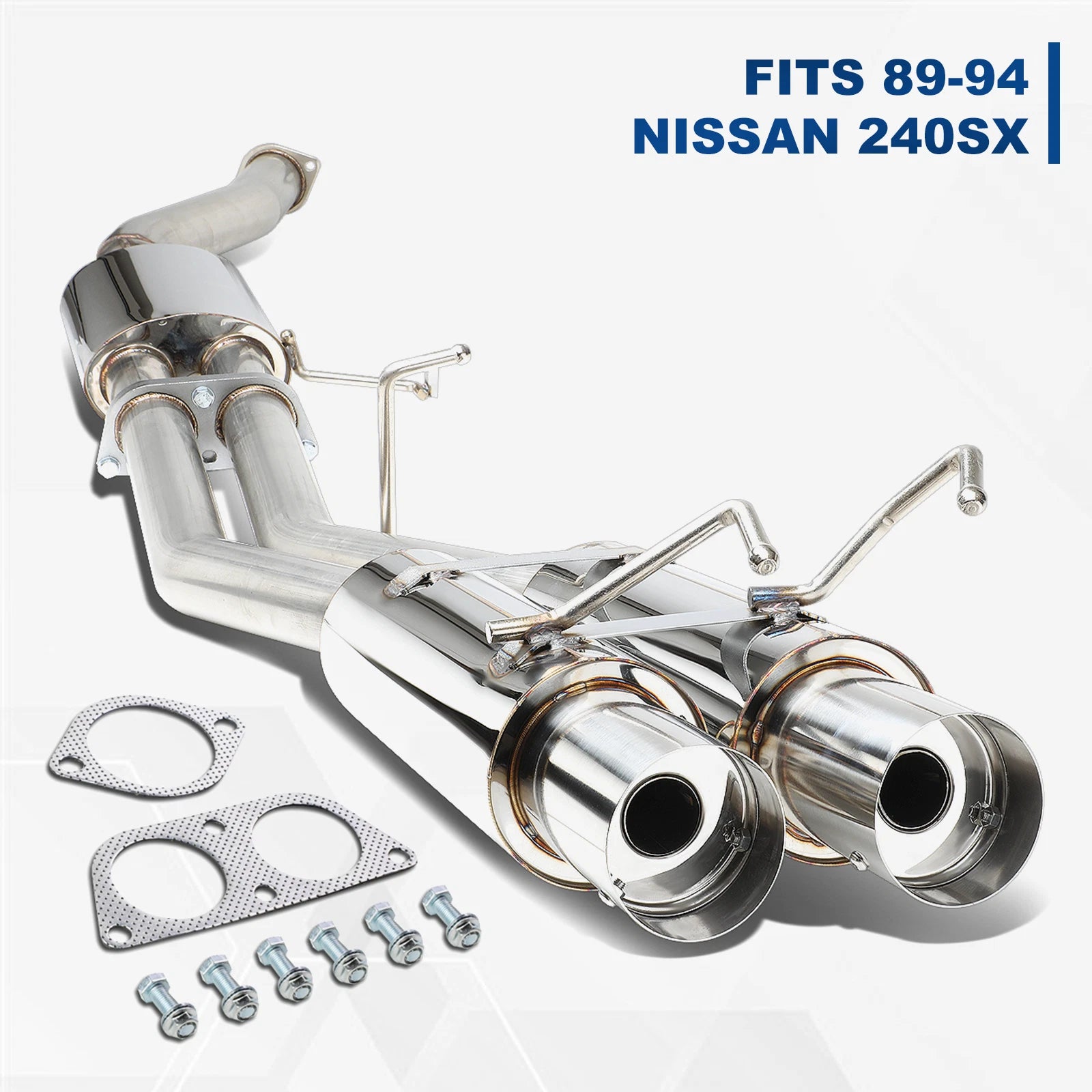 Dual Tip Muffler Catback System + Removable Silencer for Nissan 240SX (1989–1994)