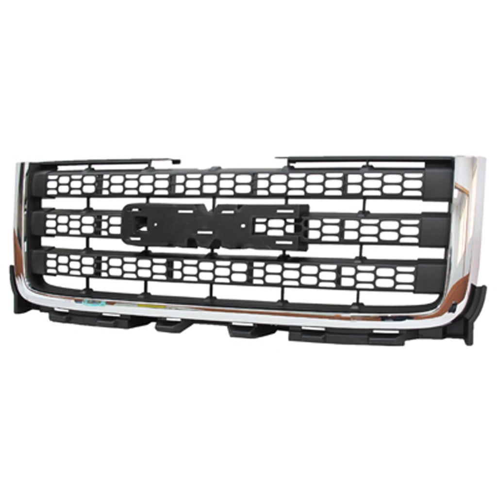 Replacement Gray Chrome/Matte Plastic Front Grille For 2011-2014 GMC Pickup