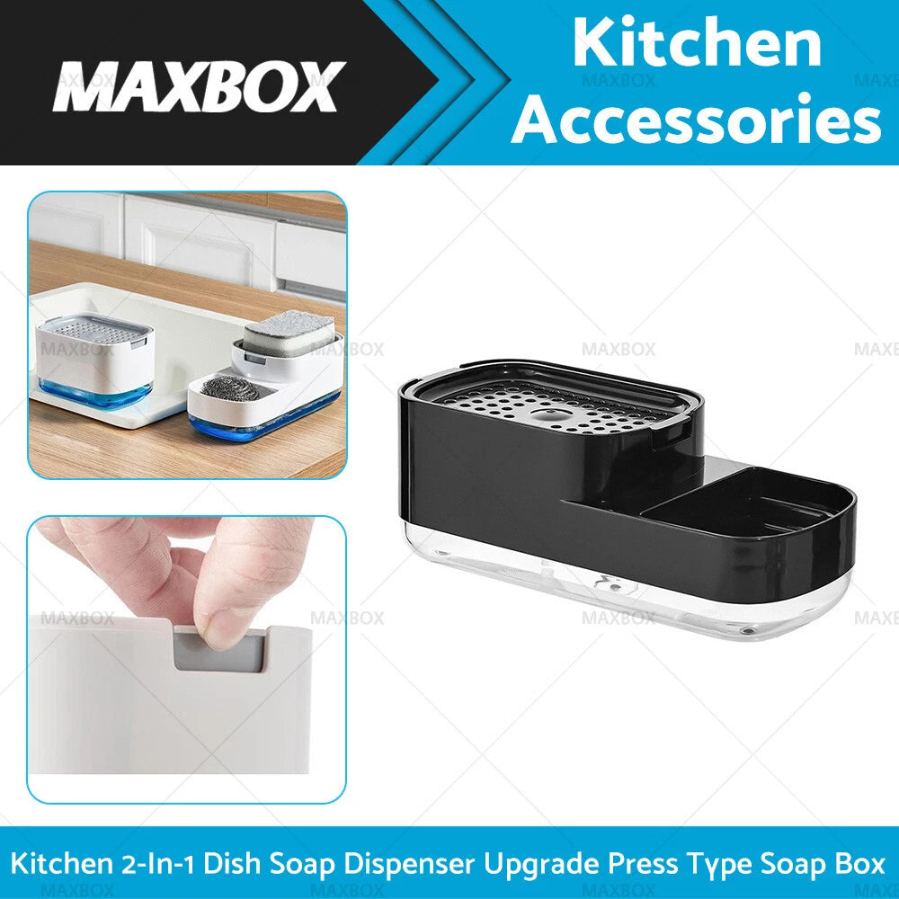 2-in-1 Soap Dispenser Sponge Box for Kitchen Storage