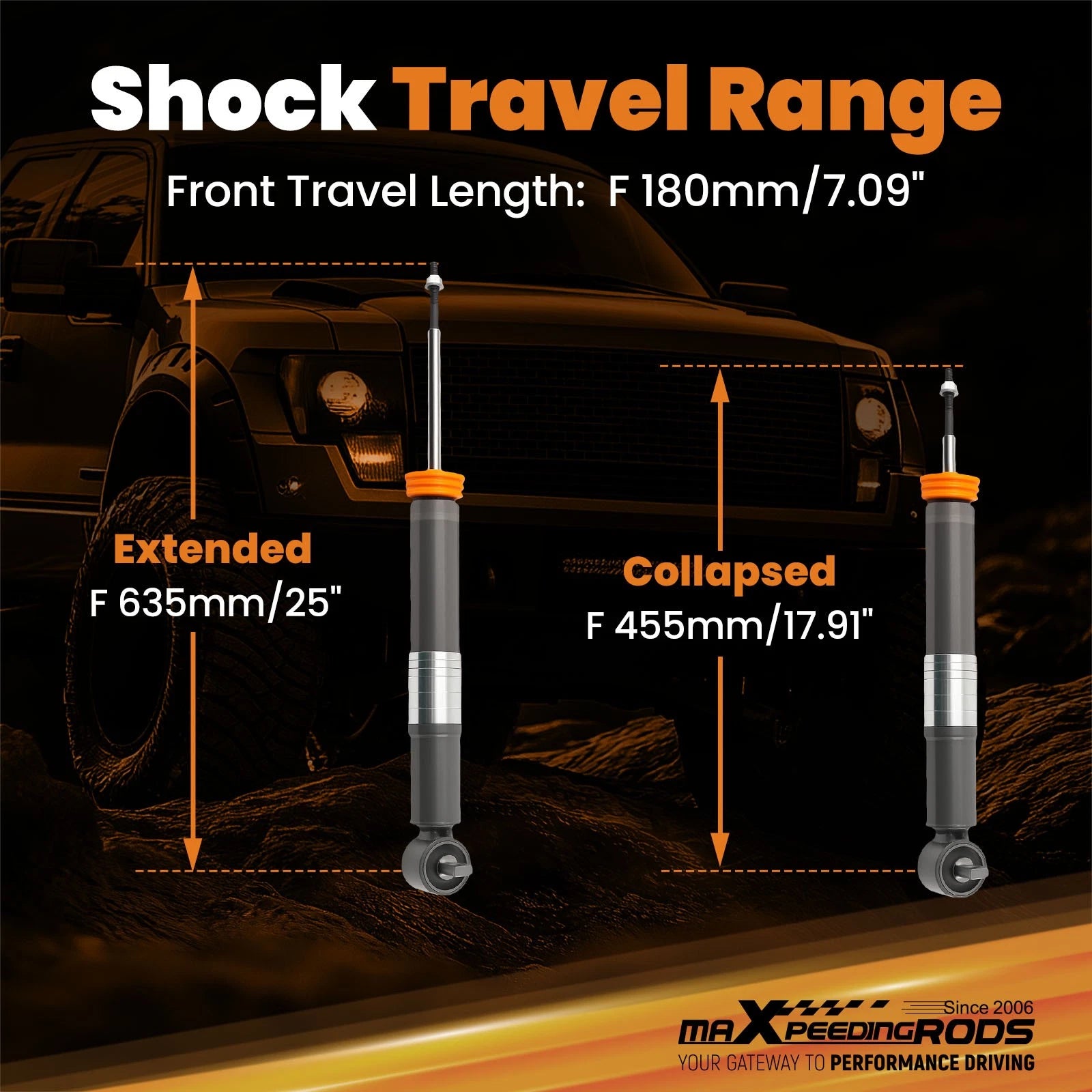 Front Lowering Struts for Ford F-150 (2015–2020) 0-3" 2WD 4WD Carbon Steel