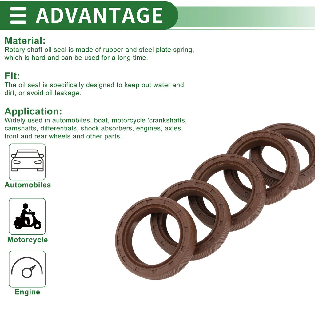Oil Seal FKM Rubber 30x42x10mm for Various Models (5 Pcs)
