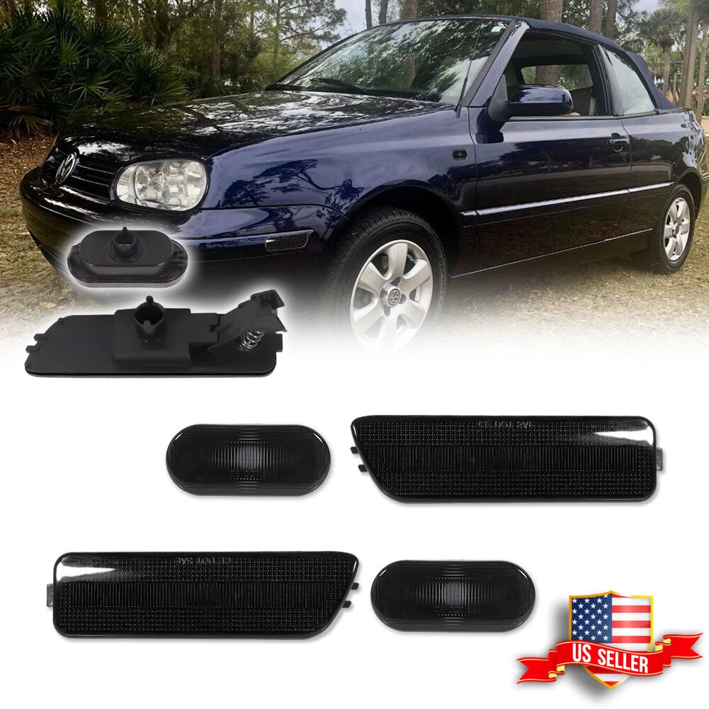 Set of 4 Smoked Front Bumper Side Marker Lights for VW Golf/Jetta (1999–2006)