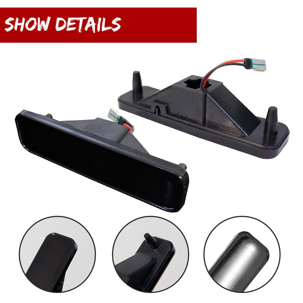Smoked White LED Front Bumper Side Marker Lights for El Camino & Caballero (1982–1987)