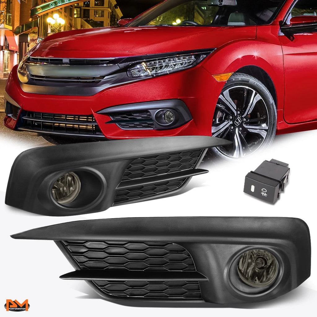 Fog Lights for Honda Civic FC (2016) - Smoked Lens, Bezel Grill, Switch