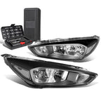 Pair of Black/Clear Signal Headlight Lamps for Ford Focus (2015–2018)