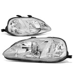 Set of 2 Chrome Housing Clear Side Headlights for Honda Civic EK/EJ/EM (1999–2000)