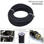 20FT 6AN-8AN-10AN Black Nylon E85 PTFE Fuel Line Hose Kit with 14 Fittings
