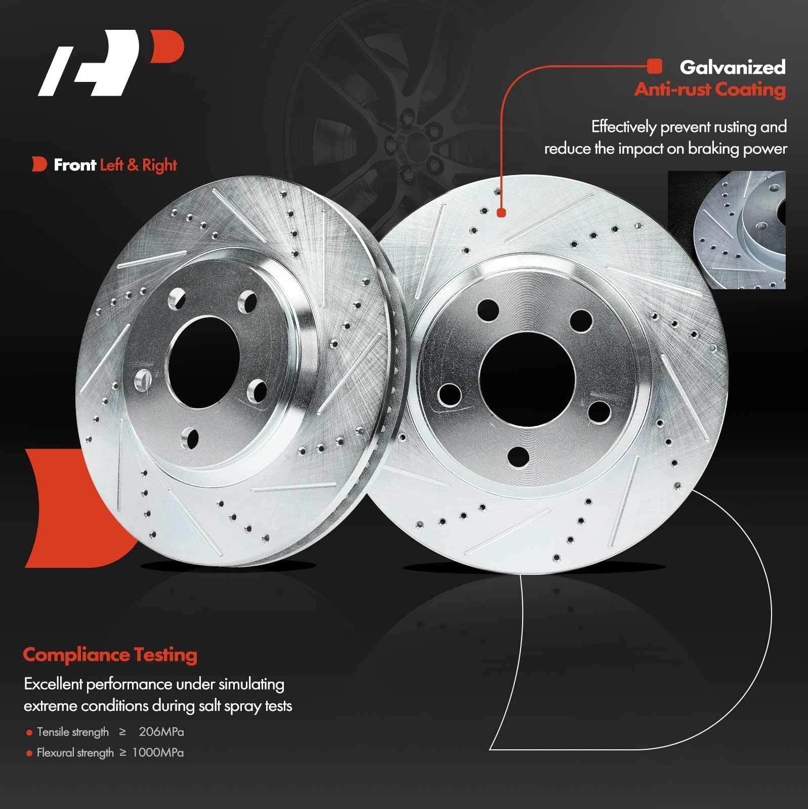 Front Drilled Brake Rotors & Ceramic Pads for Chevy Impala (2000-2020)