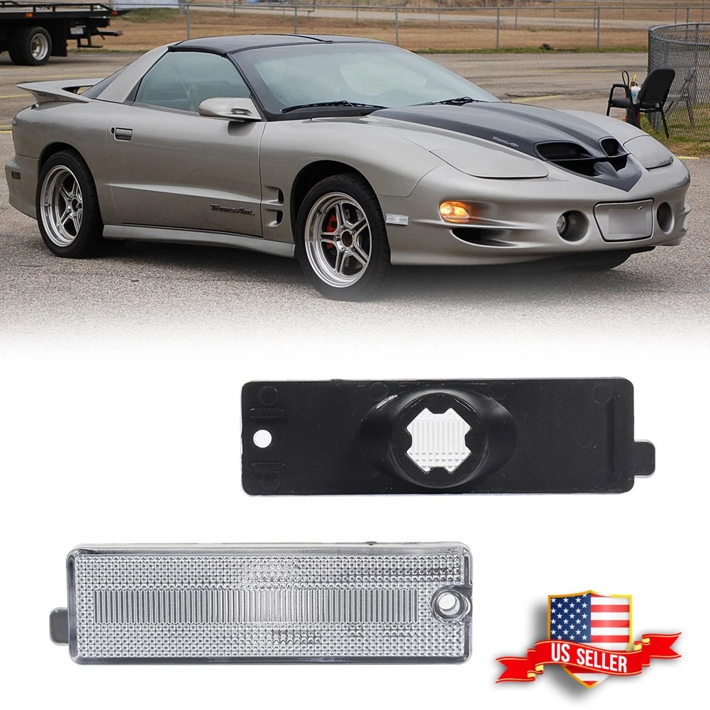 2X Clear Lens Front Bumper Side Marker Lights for Pontiac Firebird (1998–2002)
