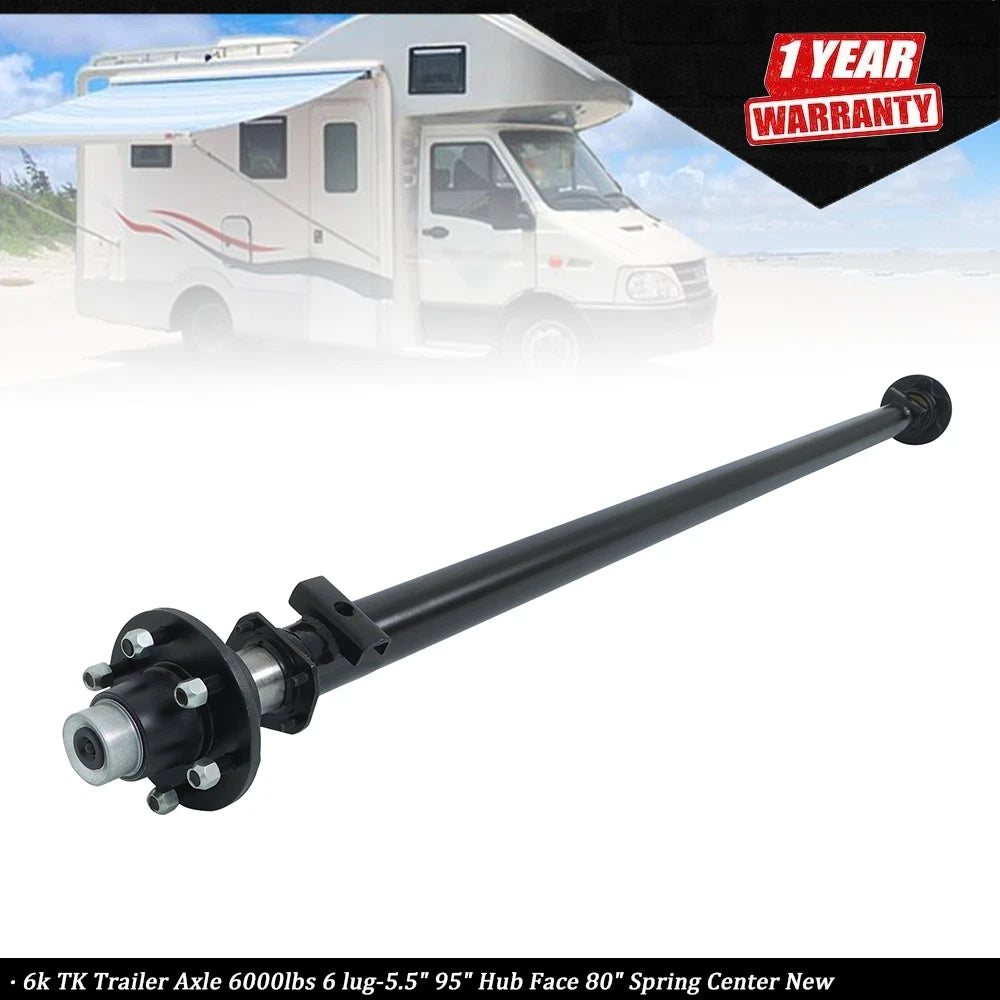 6K Trailer Axle for 6000lbs Capacity (95" Hub Face, 80" Spring Center)