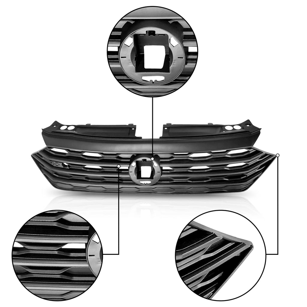 Matte Glossy Black Bumper Grille for Volkswagen Jetta (2019-2020)