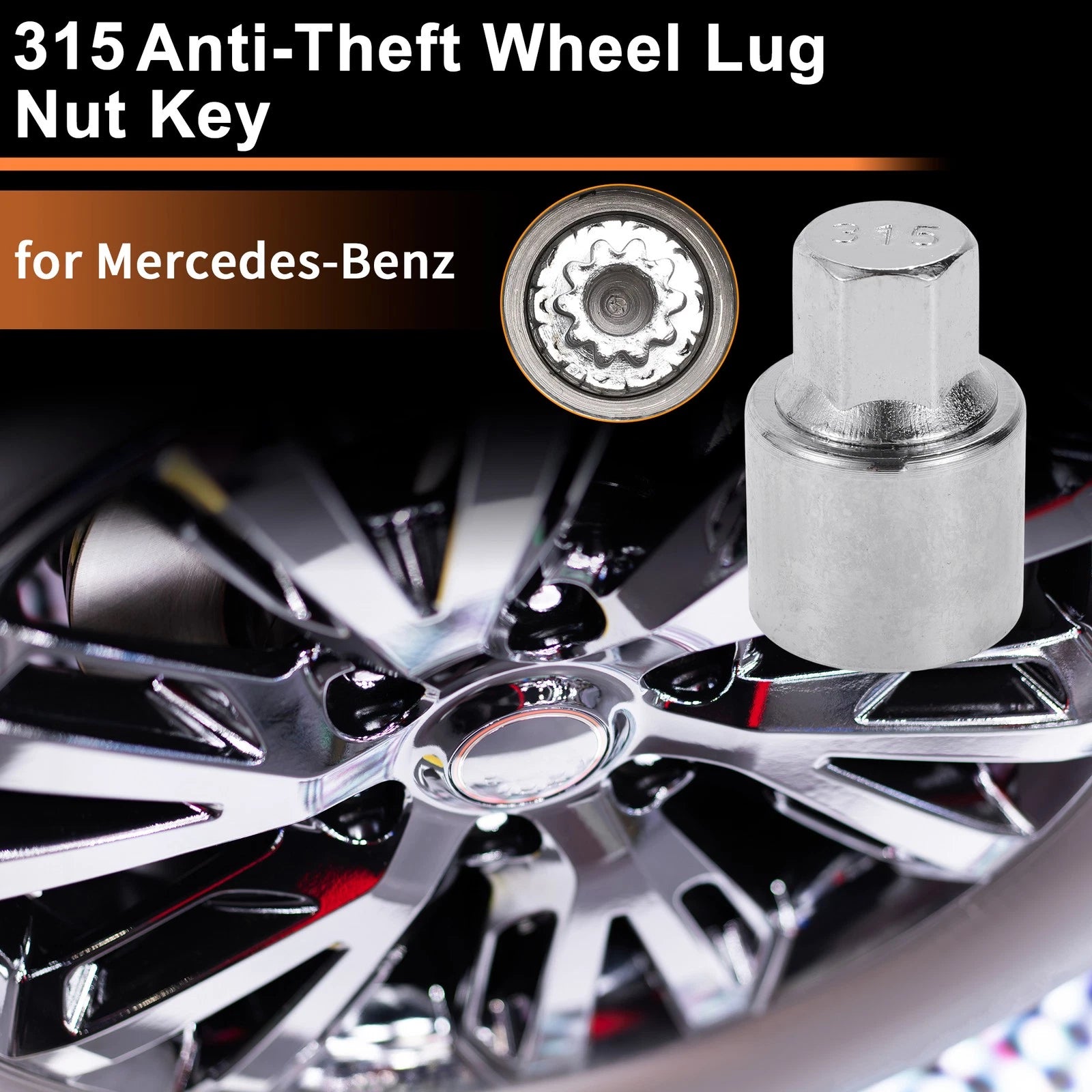 315 Wheel Lock Lug Nut for Mercedes-Benz (Locking Nut Key Socket)