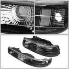Set of 2 Black/Clear Side Headlight Bumper Lamps for Chevy Silverado (1999–2002)