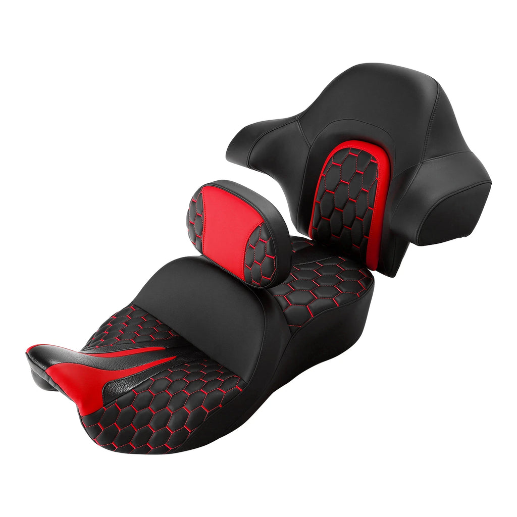 Driver Passenger Seat + Backrest Pad for Harley Touring Road Glide (2014–2023)