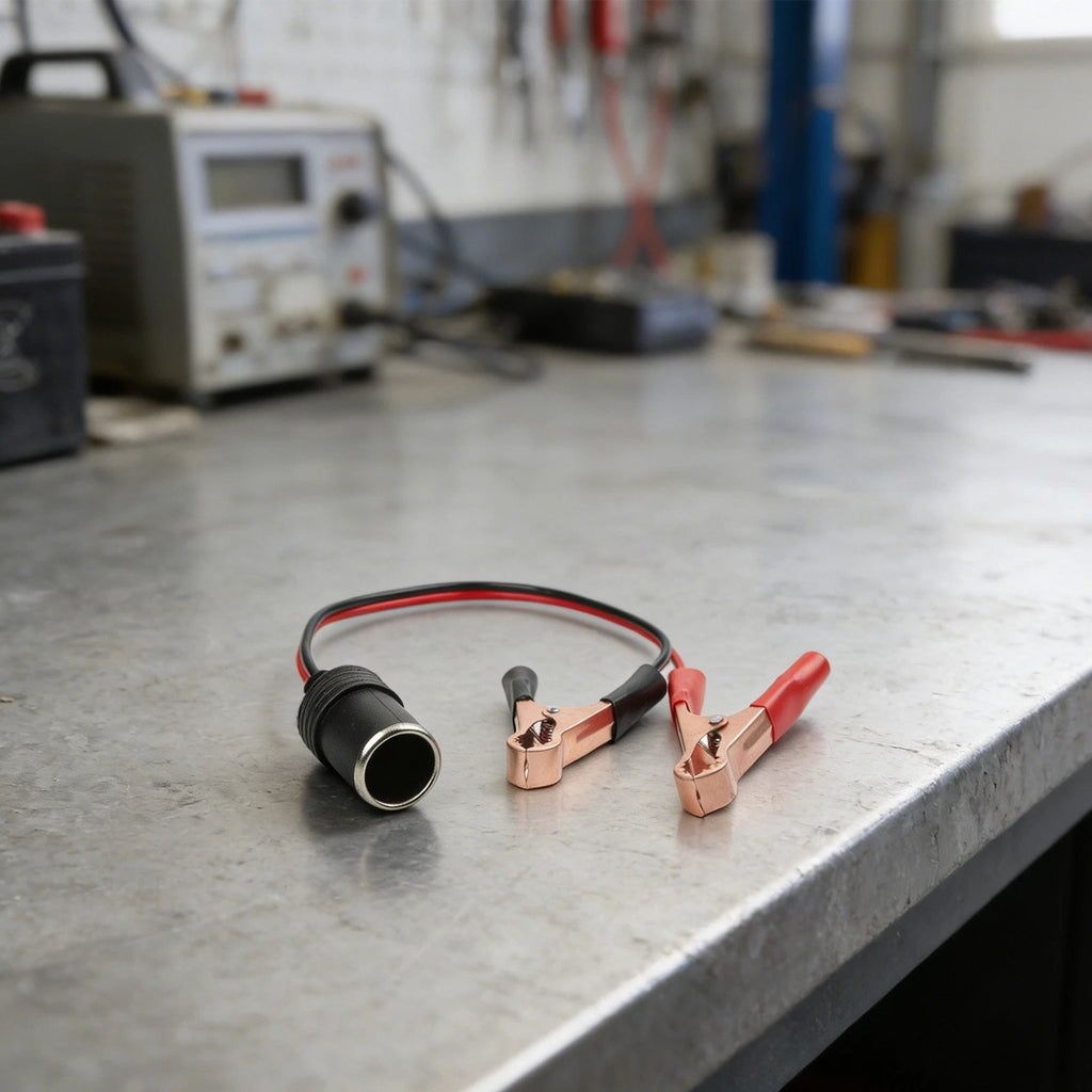 Battery Clamp Adapter 12V 50 Amp with Female Socket and Crocodile Clips