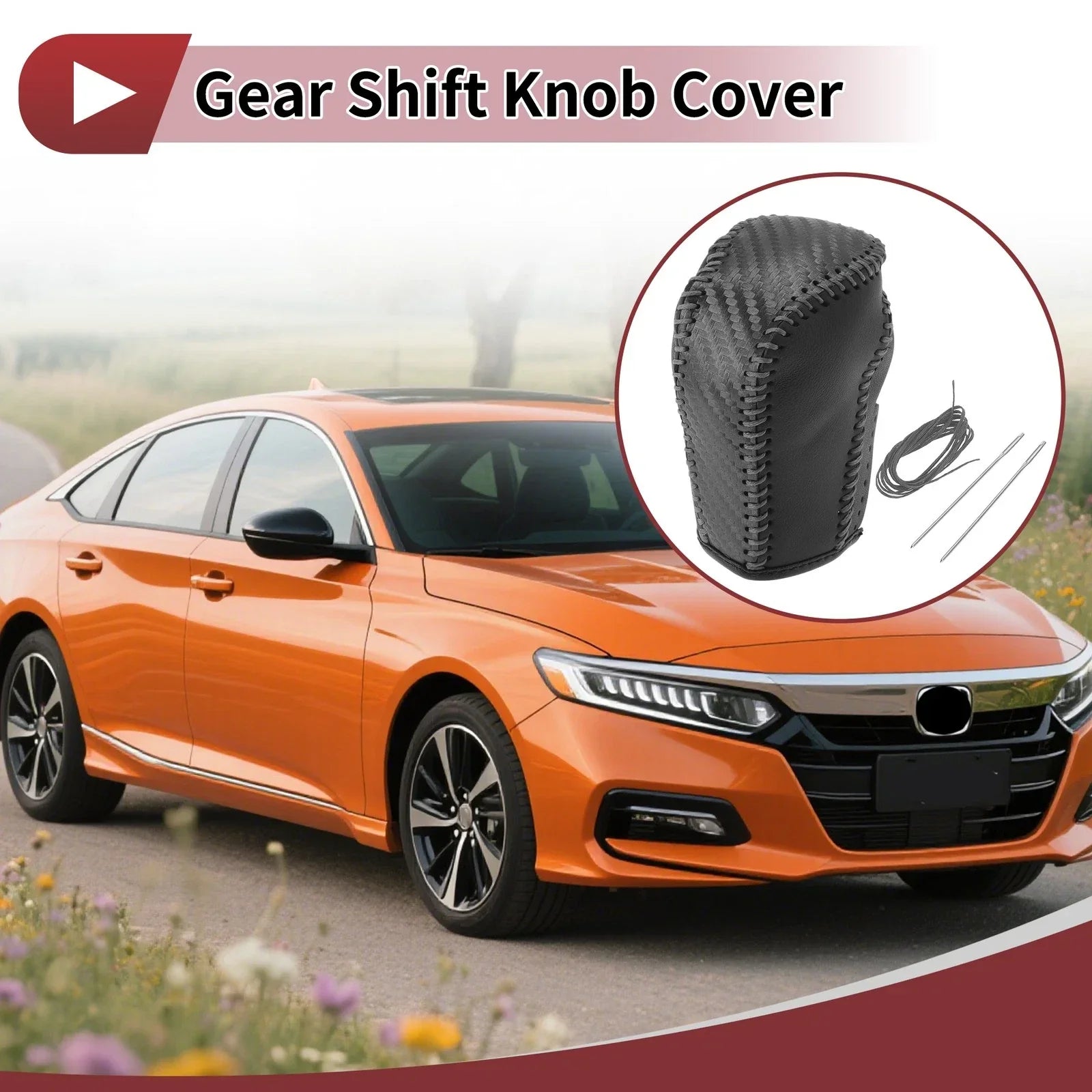 Car Gear Shift Knob Cover for Honda Inspire (2023) - Gray Faux Leather