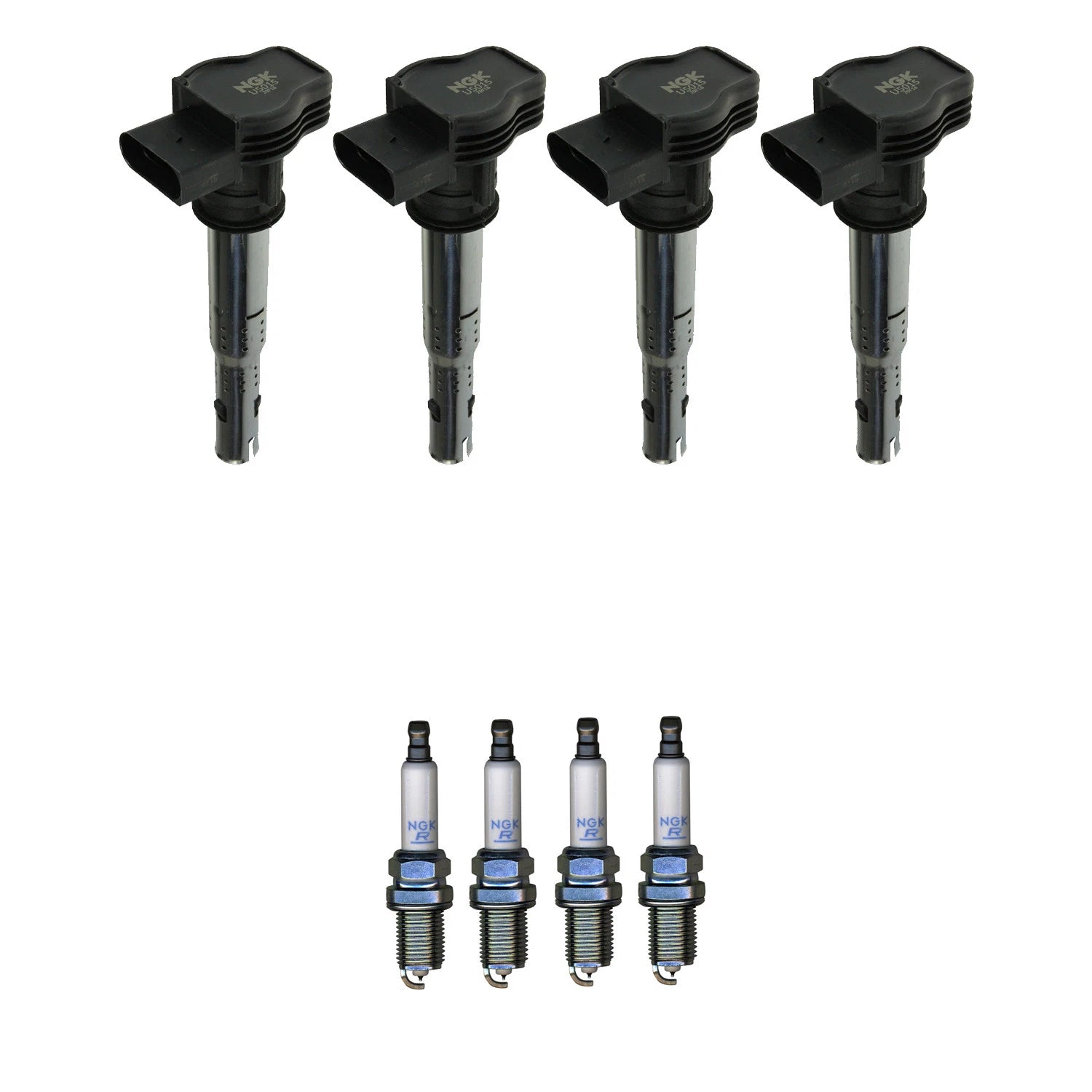Set of 4 NGK Ignition Coils & Platinum Spark Plugs for Audi A3 A4 A5 Jetta Passat (2006–2016)