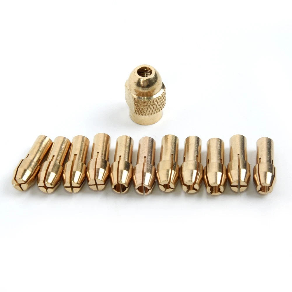 12pcs Brass Collet Chuck Set 0.5/0.8/1.0/1.2/1.6/2mm + M8x0.75 Tools