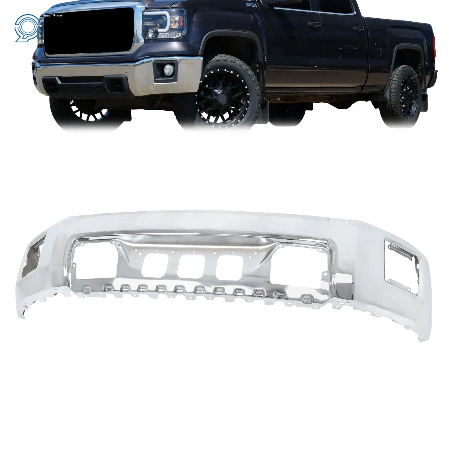 Chrome Front Bumper with Fog Light Hole for GMC Sierra 1500 (2014–2015)