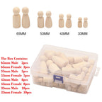 50 Pcs Unpainted Wooden Peg Dolls for Kids DIY Crafts (33-65mm)