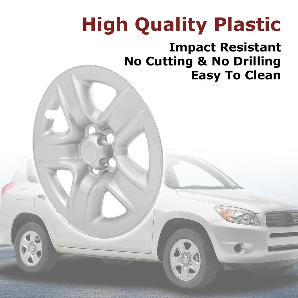 Set of 4 Wheel Hub Caps for Toyota RAV4 (2006–2012) 17" Silver Full Rim
