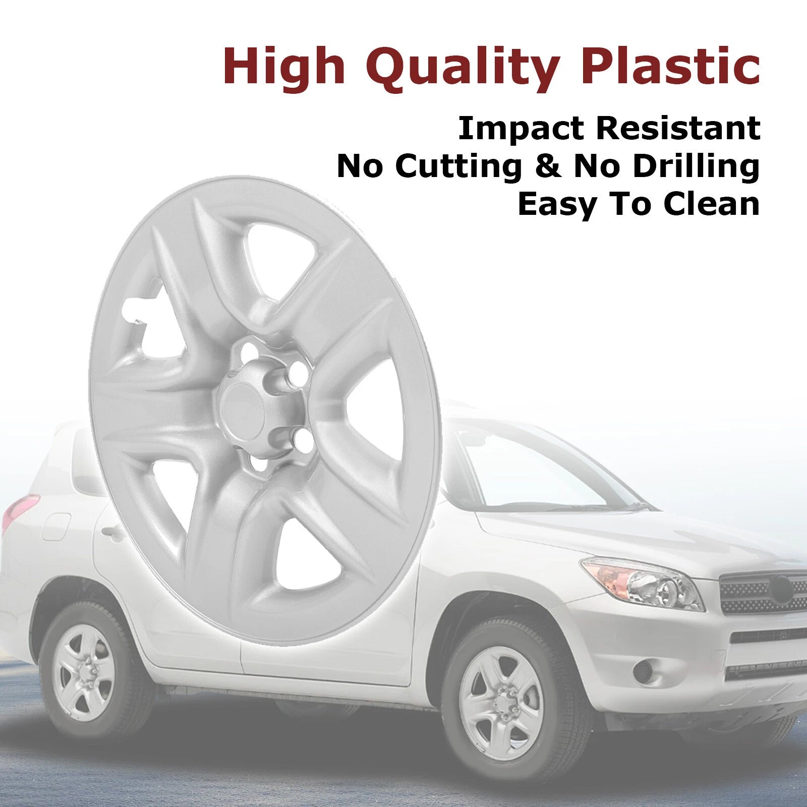 Set of 4 Wheel Hub Caps for Toyota RAV4 (2006–2012) 17" Silver Full Rim